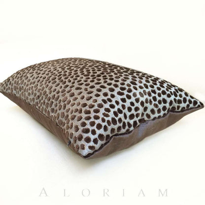 Lee Jofa Baker Lifestyles Cosma Cut Velvet Dots Brown Blue-Gray Pillow Cover