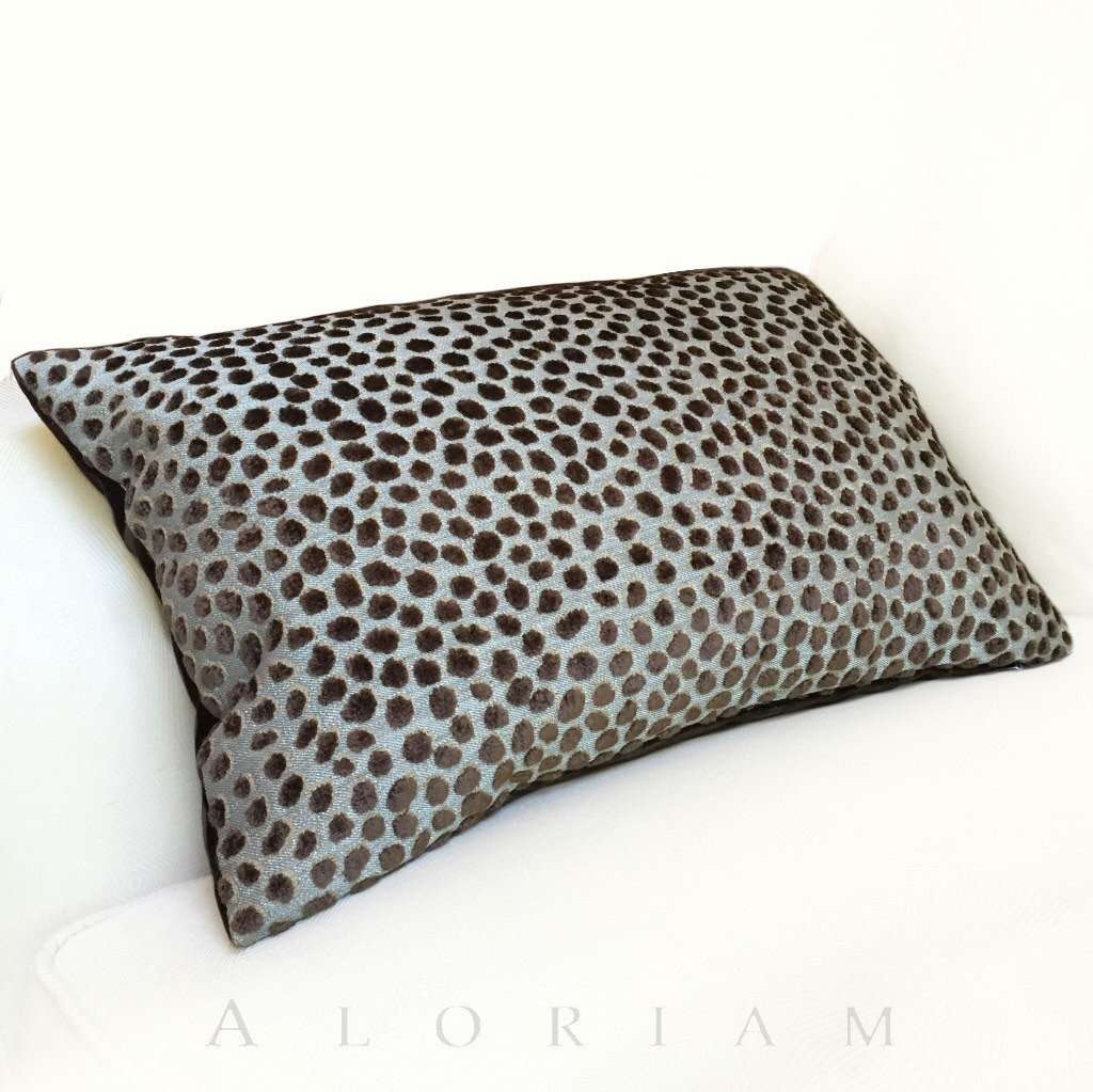 Lee Jofa Baker Lifestyles Cosma Cut Velvet Dots Brown Blue-Gray Pillow Cover