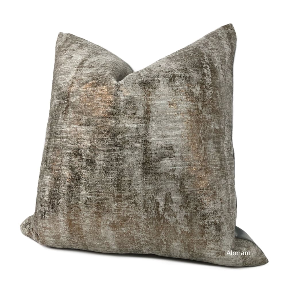 Leonardo Metallic Bronze Gray Patina Texture Pillow Cover - Aloriam