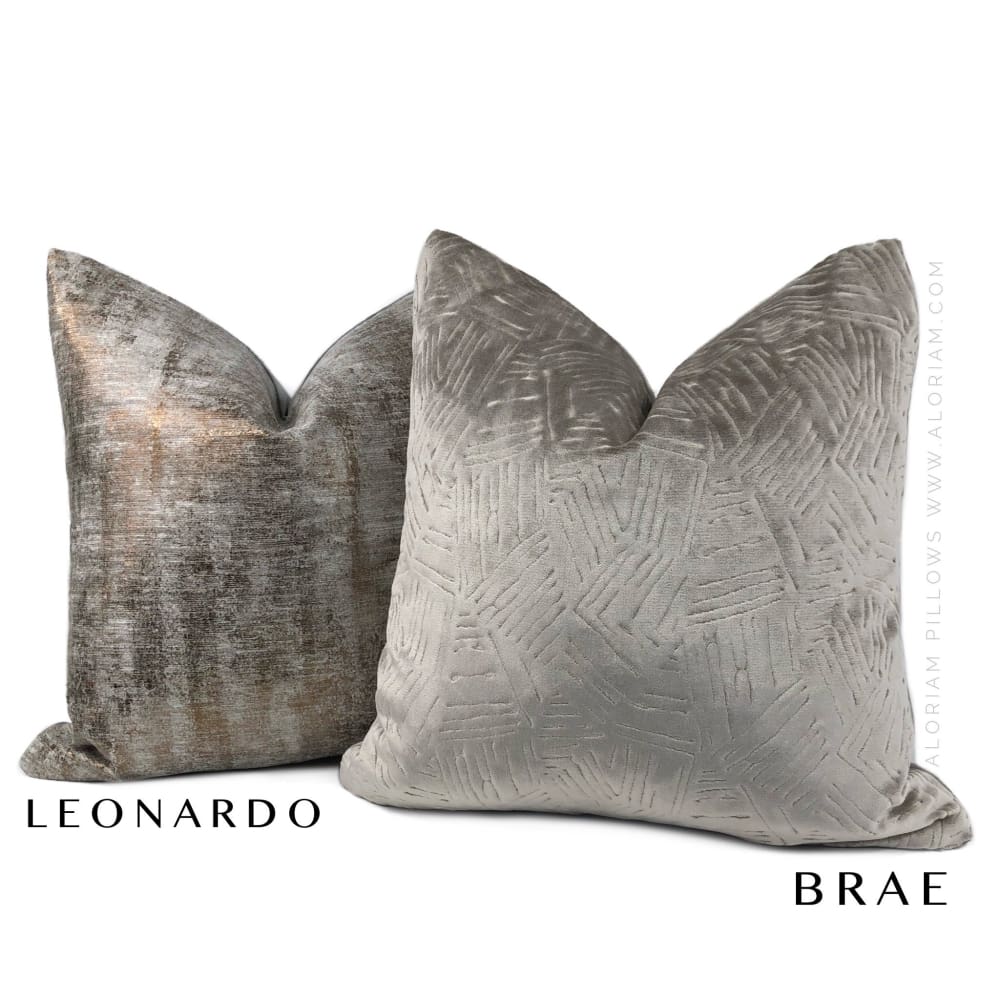 Leonardo Metallic Bronze Gray Patina Texture Pillow Cover - Aloriam