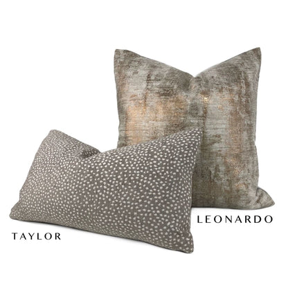 Leonardo Metallic Bronze Gray Patina Texture Pillow Cover - Aloriam