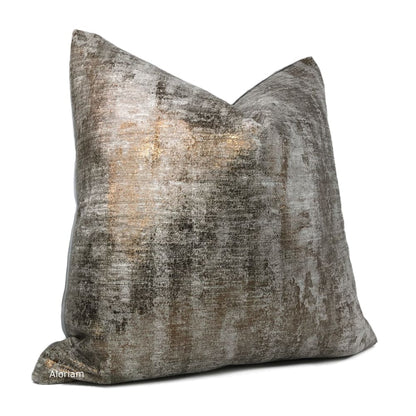 Leonardo Metallic Bronze Gray Patina Texture Pillow Cover - Aloriam