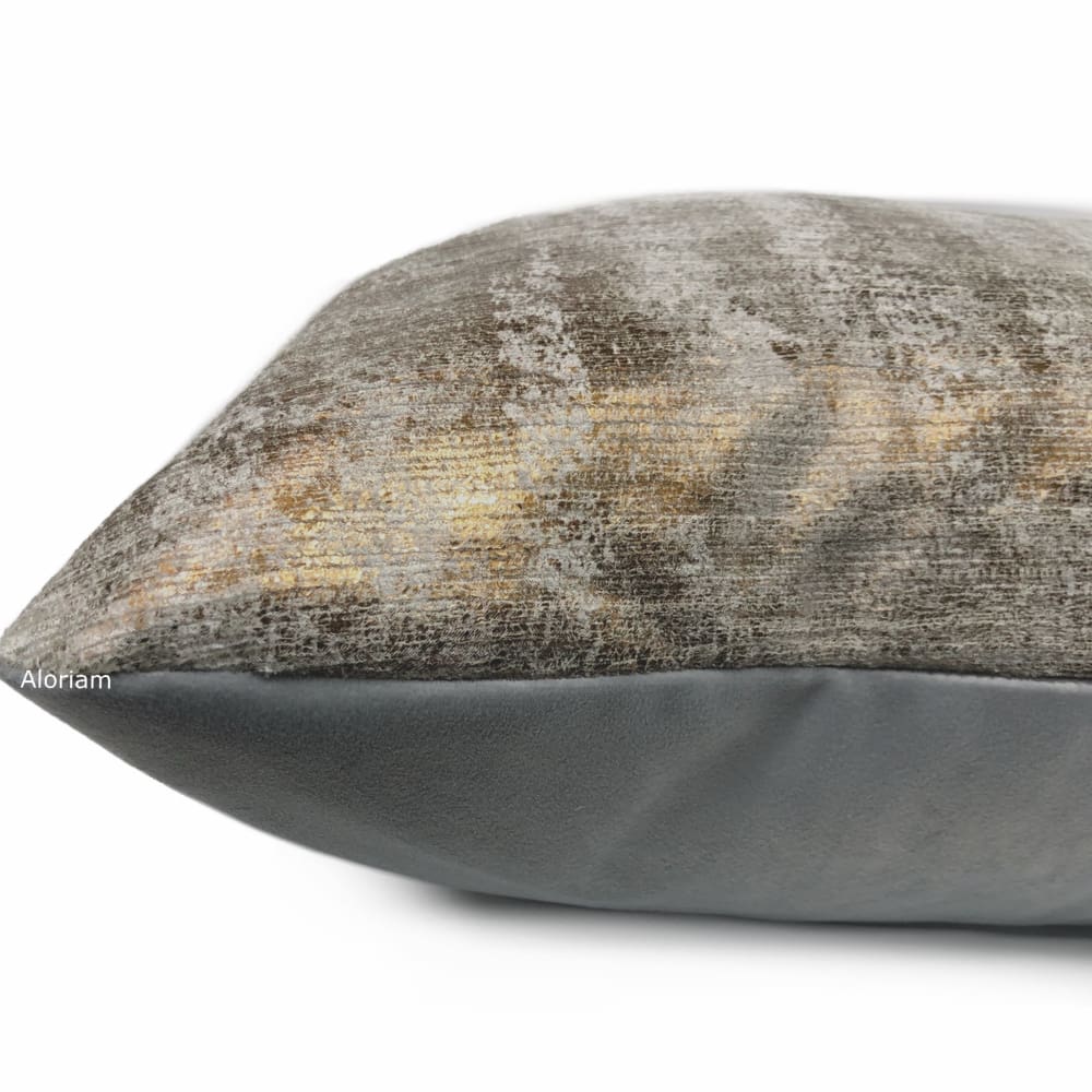 Leonardo Metallic Bronze Gray Patina Texture Pillow Cover - Aloriam