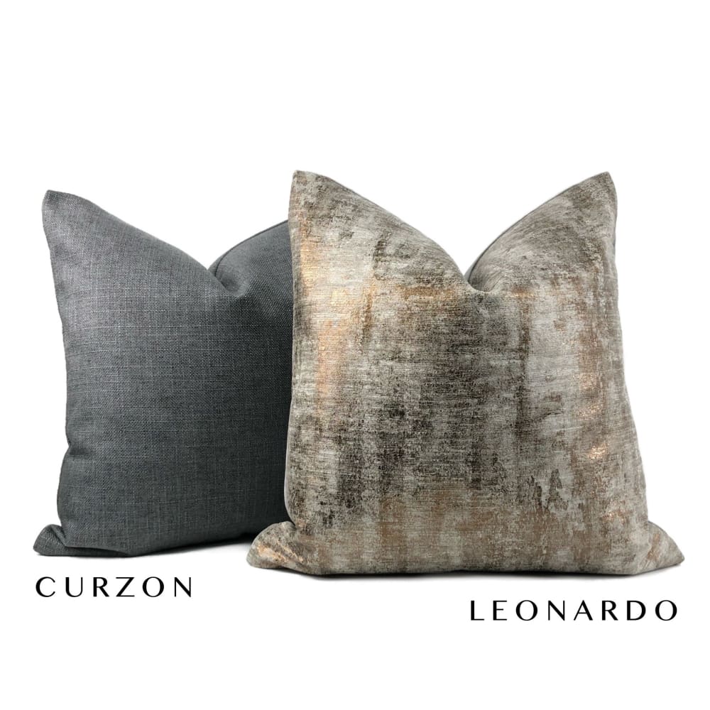 Leonardo Metallic Bronze Gray Patina Texture Pillow Cover - Aloriam