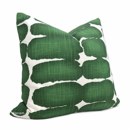 Leto Green White Paint Dabs Modern Cotton Print Pillow Cover - Aloriam