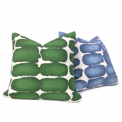 Leto Green White Paint Dabs Modern Cotton Print Pillow Cover - Aloriam