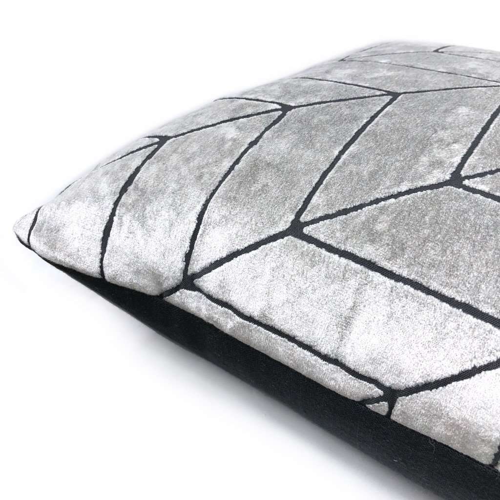 Leyland Silver Gray Diagonal Chevron Velvet Pillow Cover Cushion Pillow Case Euro Sham 16x16 18x18 20x20 22x22 24x24 26x26 28x28 Lumbar Pillow 12x18 12x20 12x24 14x20 16x26 by Aloriam