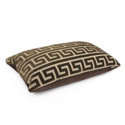 Logan Brown Greek Key Stripe Cut Velvet Pillow Cover Cushion Pillow Case Euro Sham 16x16 18x18 20x20 22x22 24x24 26x26 28x28 Lumbar Pillow 12x18 12x20 12x24 14x20 16x26 by Aloriam