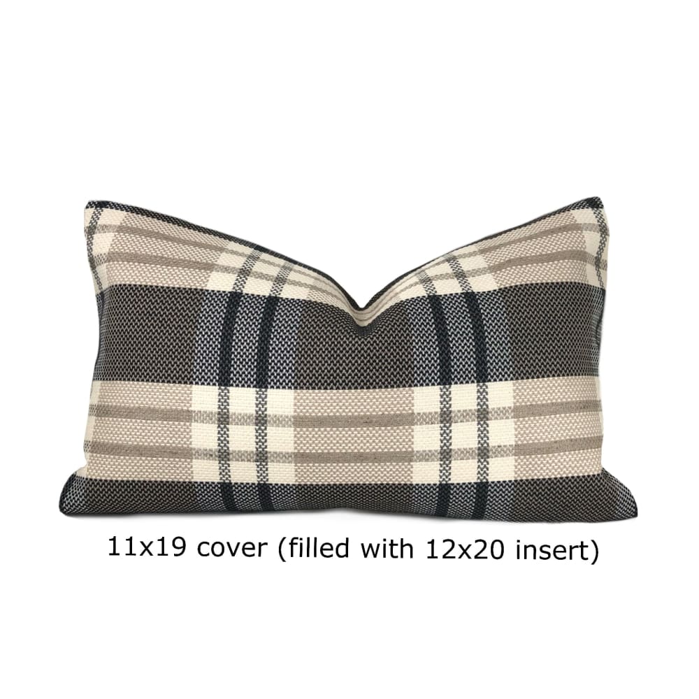 London Plaid Cream Beige Charcoal Pillow Cover - Aloriam