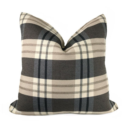 London Plaid Cream Beige Charcoal Pillow Cover - Aloriam