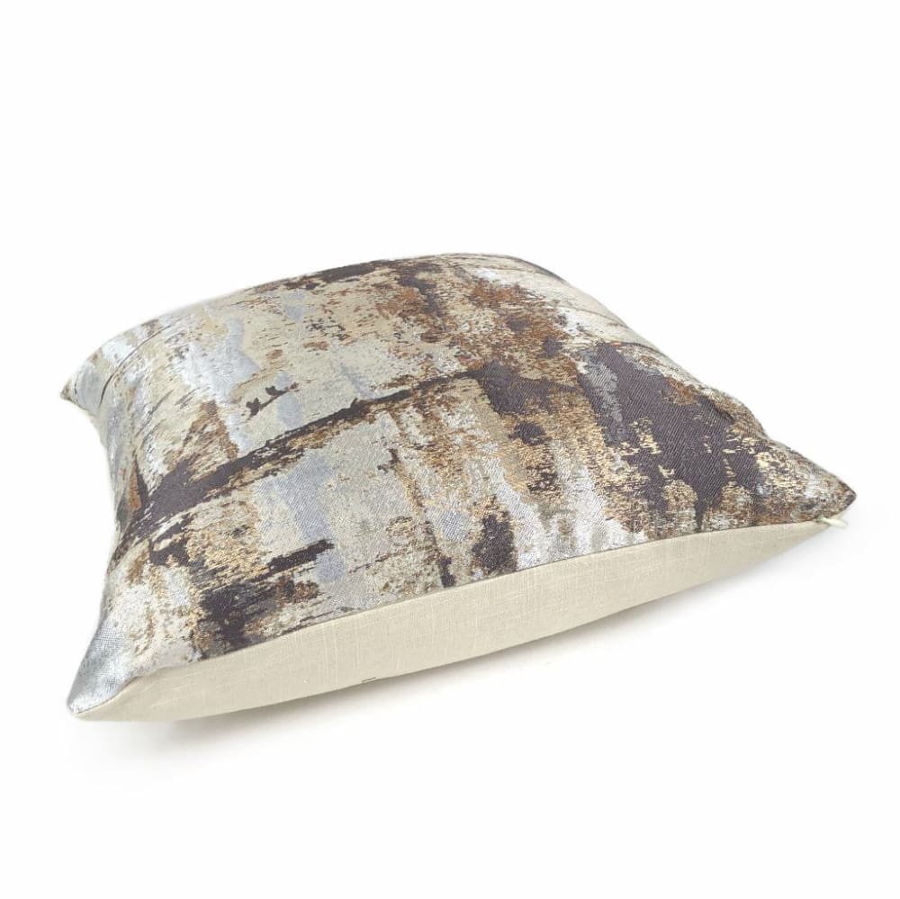 Lumina Metallic Brown Gold Cream Quartz Texture Pillow Cover - Aloriam