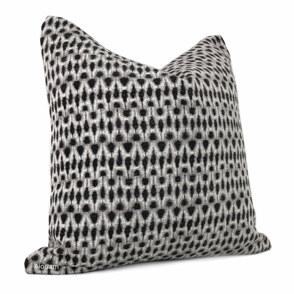 Luther Black White Dots Chenille Pillow Cover - Aloriam