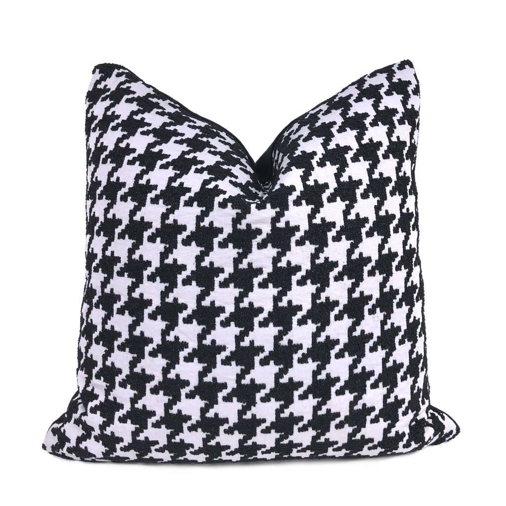 Lyndon Black & White Houndstooth Chenille Pillow Cover Cushion Pillow Case Euro Sham 16x16 18x18 20x20 22x22 24x24 26x26 28x28 Lumbar Pillow 12x18 12x20 12x24 14x20 16x26 by Aloriam