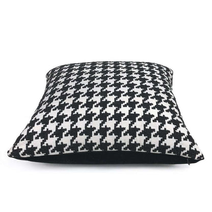 Lyndon Black & White Houndstooth Chenille Pillow Cover Cushion Pillow Case Euro Sham 16x16 18x18 20x20 22x22 24x24 26x26 28x28 Lumbar Pillow 12x18 12x20 12x24 14x20 16x26 by Aloriam