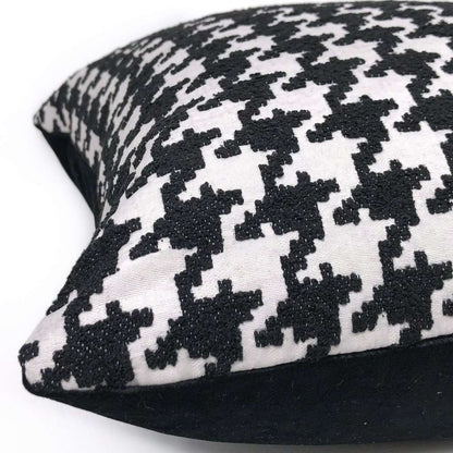 Lyndon Black & White Houndstooth Chenille Pillow Cover Cushion Pillow Case Euro Sham 16x16 18x18 20x20 22x22 24x24 26x26 28x28 Lumbar Pillow 12x18 12x20 12x24 14x20 16x26 by Aloriam