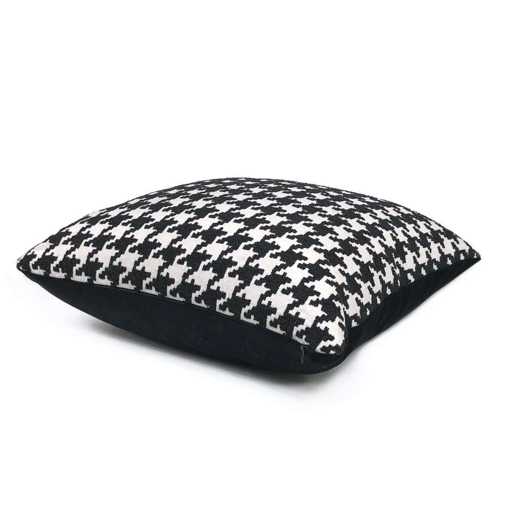 Lyndon Black & White Houndstooth Chenille Pillow Cover Cushion Pillow Case Euro Sham 16x16 18x18 20x20 22x22 24x24 26x26 28x28 Lumbar Pillow 12x18 12x20 12x24 14x20 16x26 by Aloriam