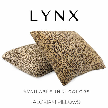 Lynx Cream Beige Wildcat Leopard Print Velvet Pillow Cover - Aloriam