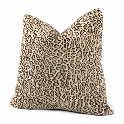 Lynx Cream Beige Wildcat Leopard Print Velvet Pillow Cover - Aloriam