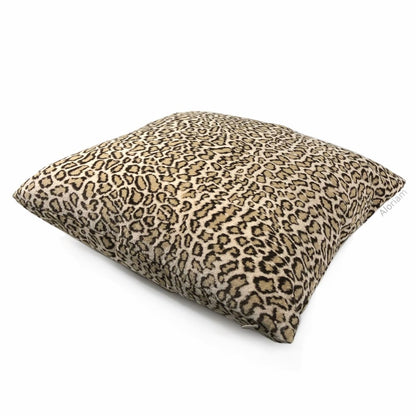 Lynx Cream Beige Wildcat Leopard Print Velvet Pillow Cover - Aloriam