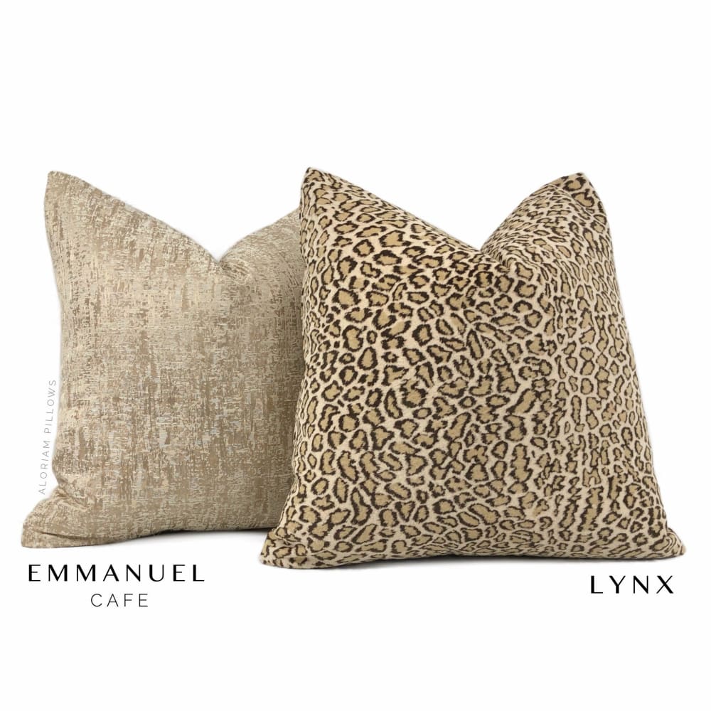 Lynx Cream Beige Wildcat Leopard Print Velvet Pillow Cover - Aloriam