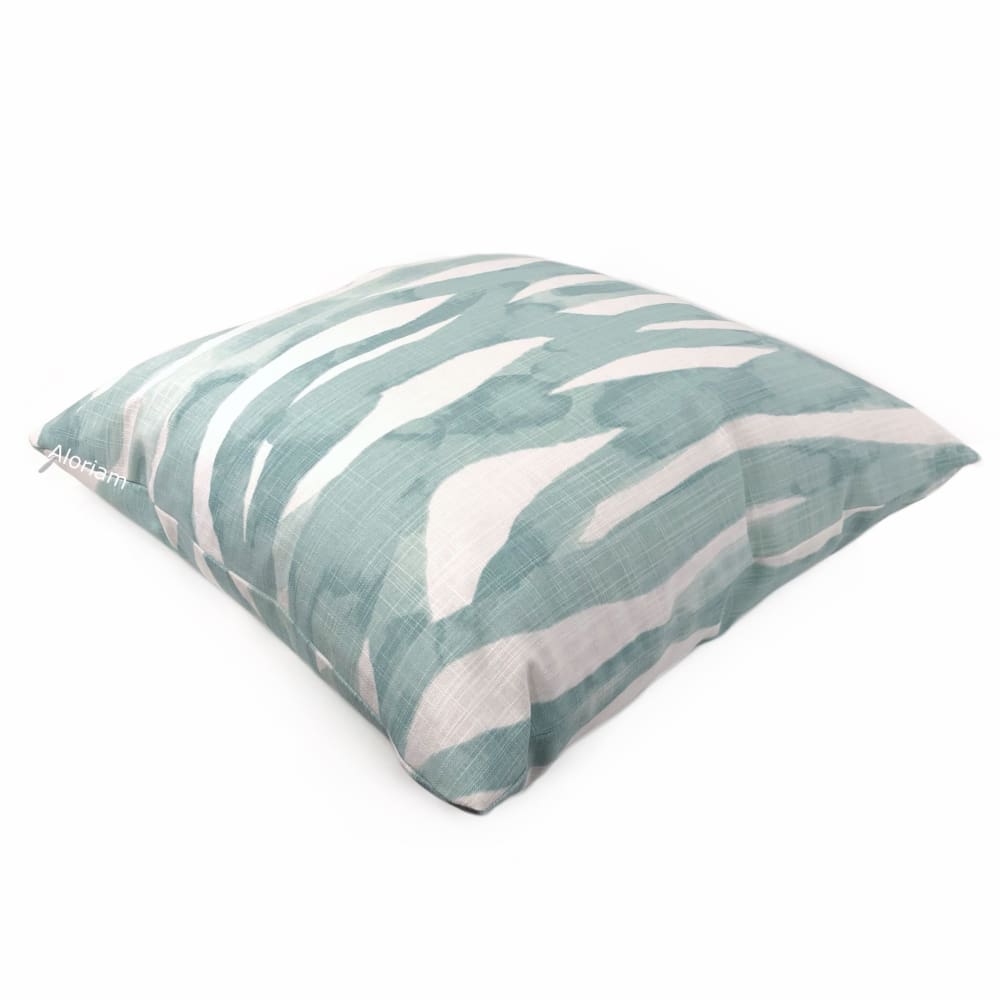 Lyra Aqua Green White Brushstrokes Pillow Cover - Aloriam