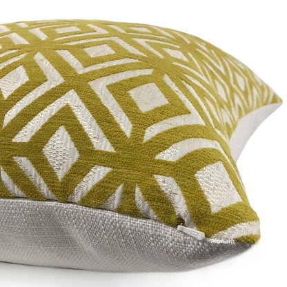 Madison Mustard Yellow Geometric Lattice Chenille Pillow Cover - Aloriam