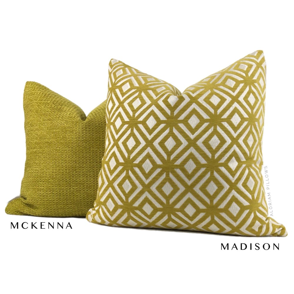 Madison Mustard Yellow Geometric Lattice Chenille Pillow Cover - Aloriam