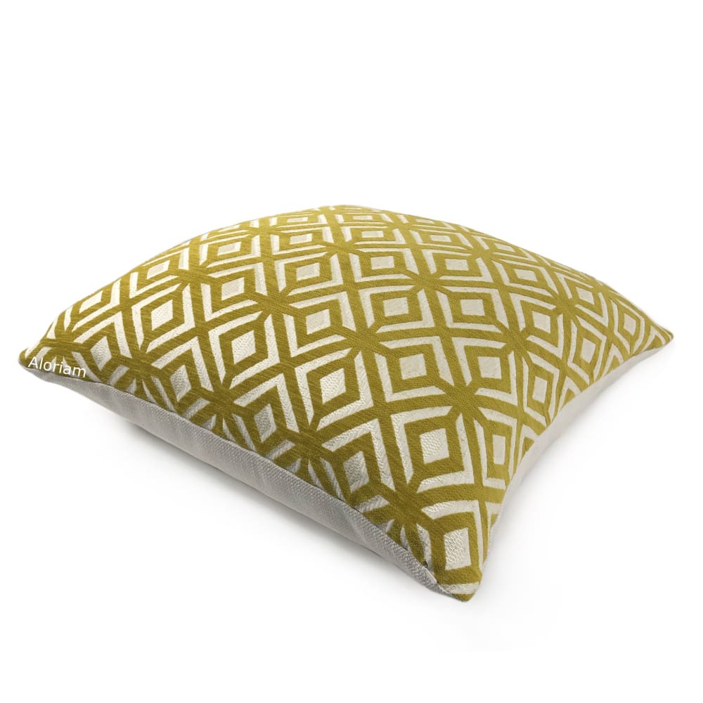 Madison Mustard Yellow Geometric Lattice Chenille Pillow Cover - Aloriam