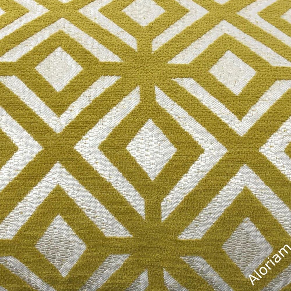 Madison Mustard Yellow Geometric Lattice Chenille Pillow Cover - Aloriam