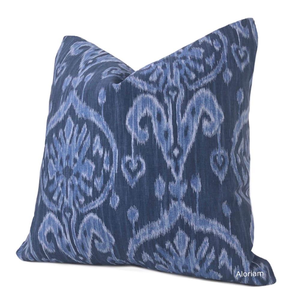 Malik Blue Ethnic Ikat Cotton Print Pillow Cover - Aloriam