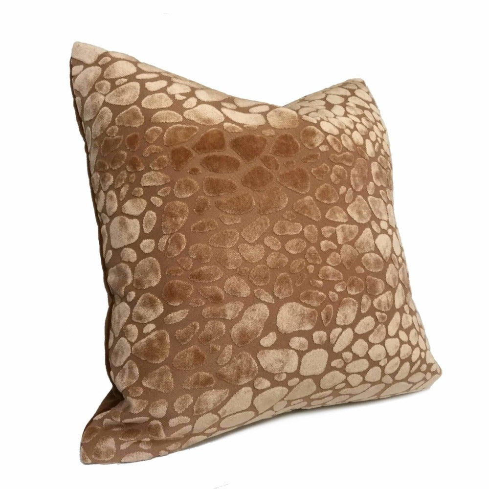 Adobe Tan Modern Animal Pebble Spot Velvet Pillow Cover