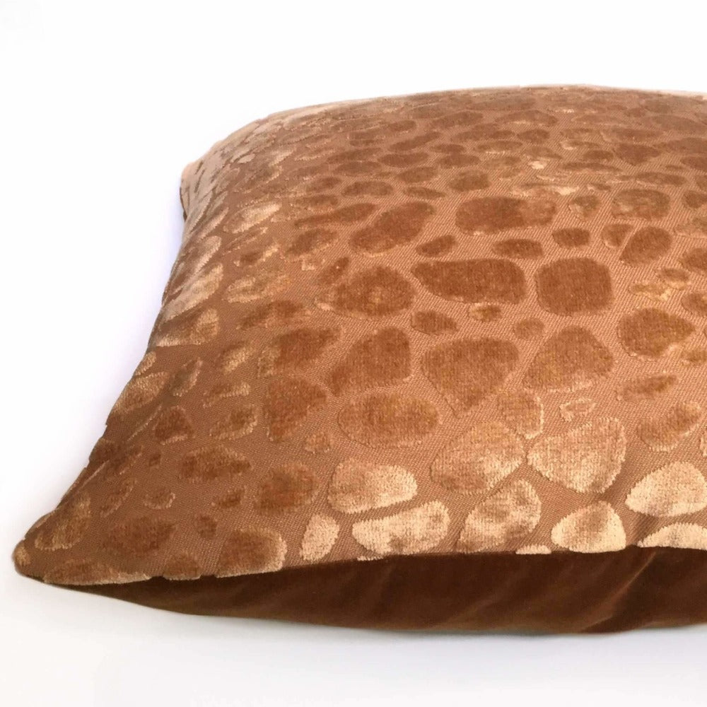 Adobe Tan Modern Animal Pebble Spot Velvet Cushion Cover