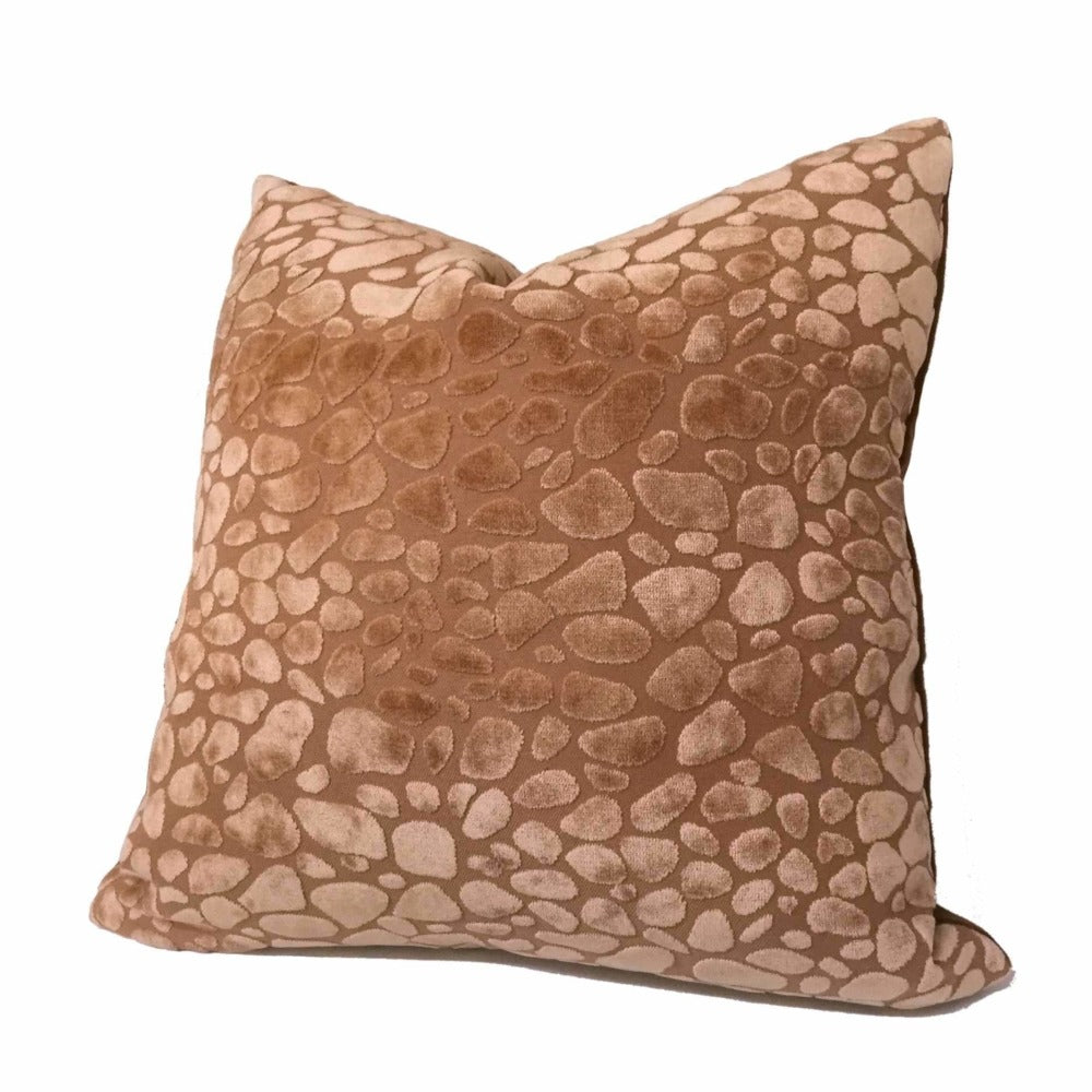 Adobe Tan Modern Animal Pebble Spot Velvet Throw Pillow