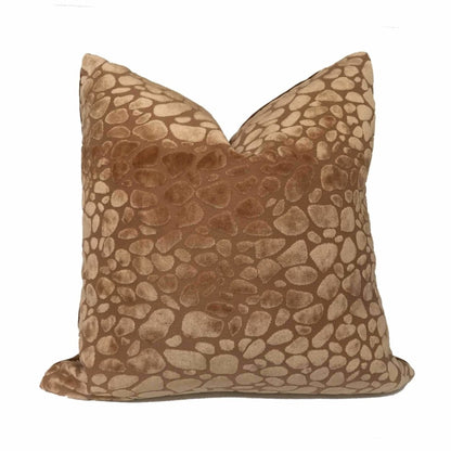 Malindi Adobe Tan Modern Animal Pebble Spot Velvet Pillow Cover Cushion Pillow Case Euro Sham 16x16 18x18 20x20 22x22 24x24 26x26 28x28 Lumbar Pillow 12x18 12x20 12x24 14x20 16x26 by Aloriam