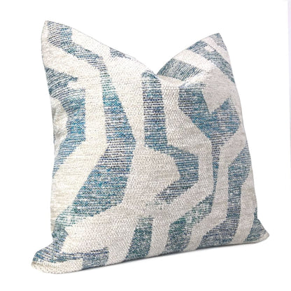 Marcus Blue Green Off-White Chenille Pillow Cover - Aloriam