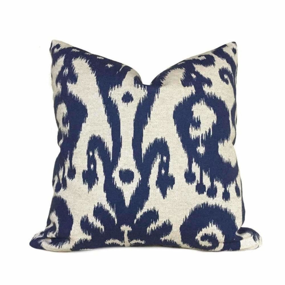 Lacefield Designs Marrakesh Ikat Pattern Blue Beige Pillow Cover