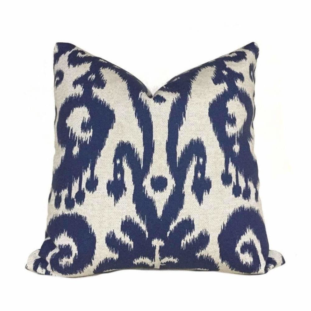 Lacefield Designs Marrakesh Ikat Pattern Blue Beige Pillow Cover