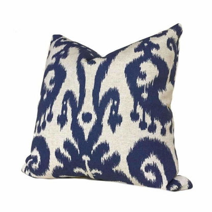 Lacefield Designs Marrakesh Ikat Pattern Blue Beige Pillow Cover