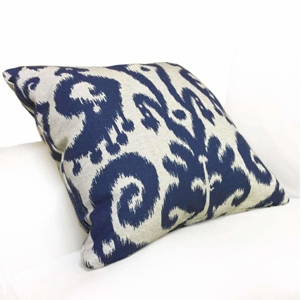 Lacefield Designs Marrakesh Ikat Pattern Blue Beige Pillow Cover