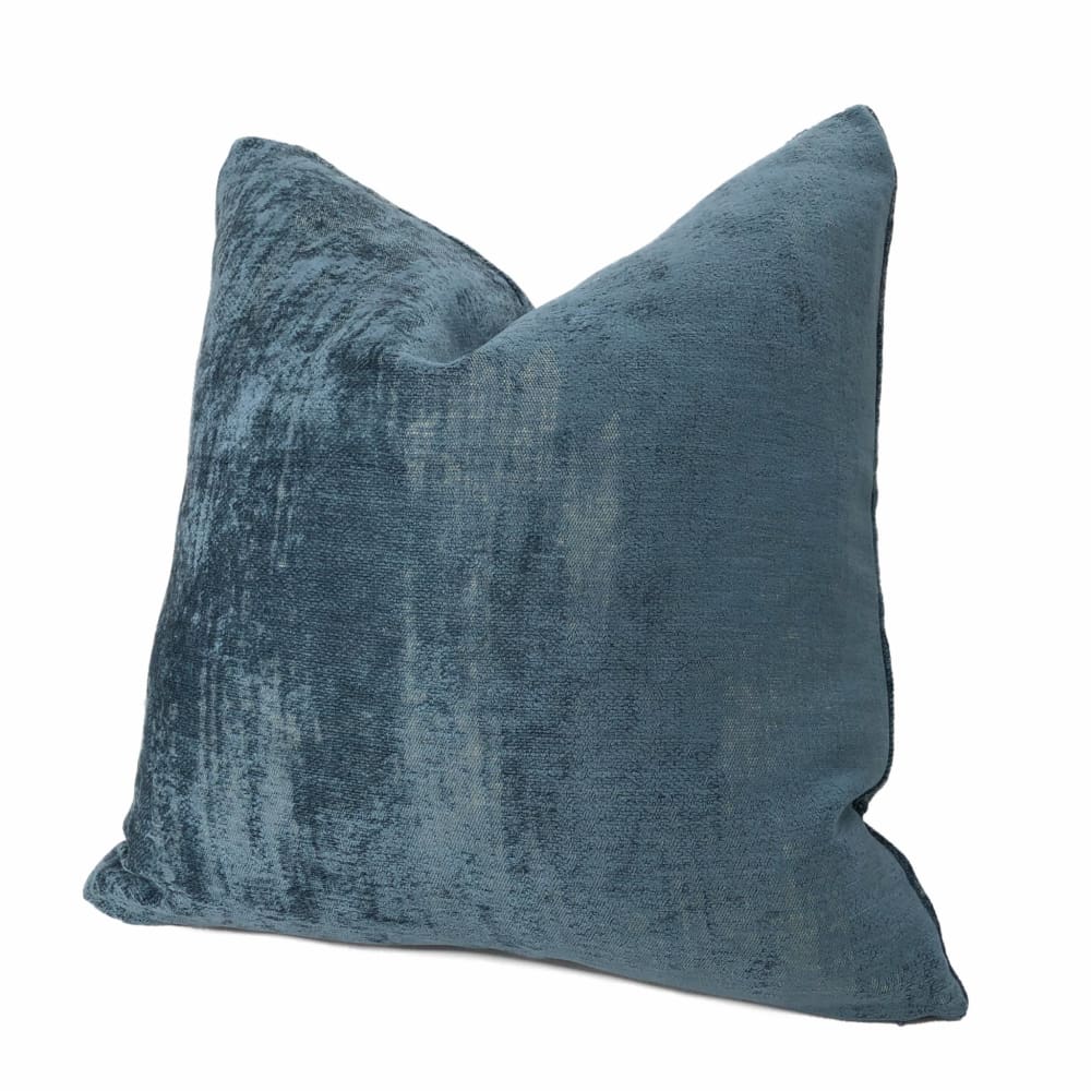 Marsden Two Tone Blue Distressed Chenille Texture Pillow Cover - Aloriam