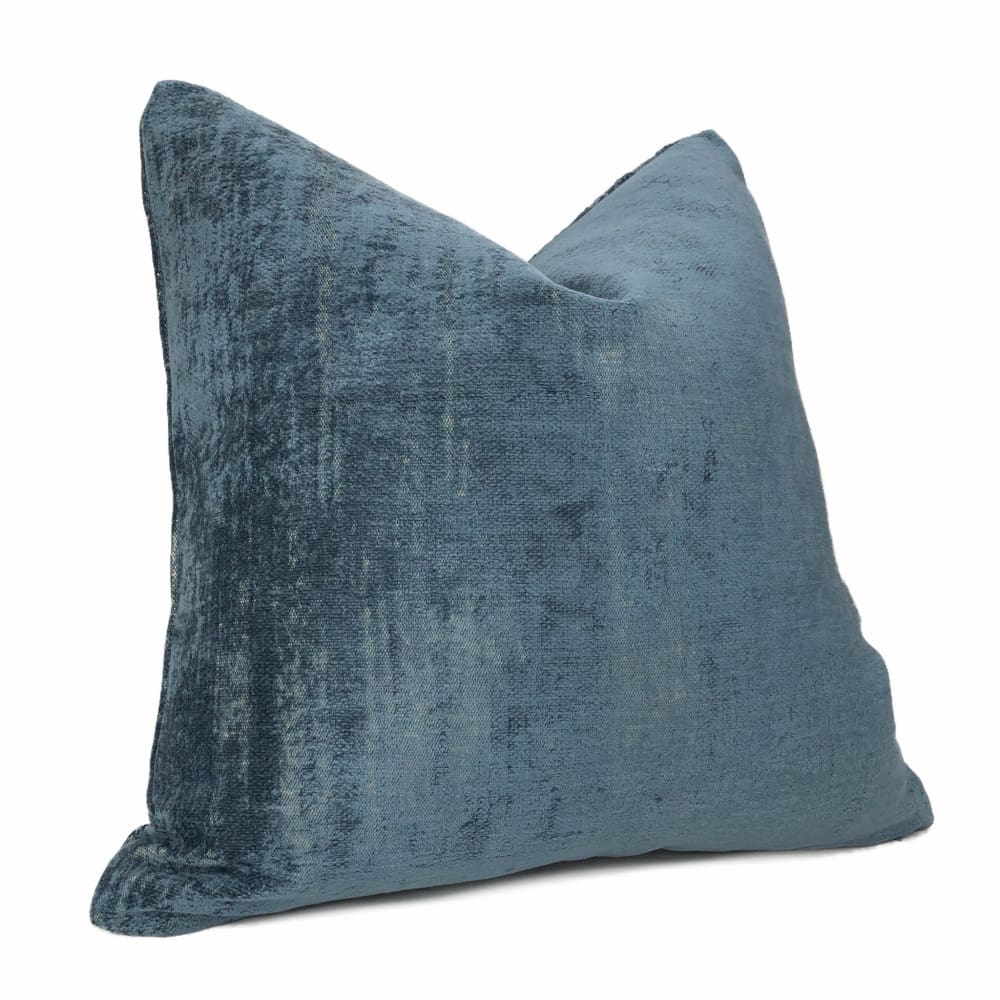 Marsden Two Tone Blue Distressed Chenille Texture Pillow Cover - Aloriam