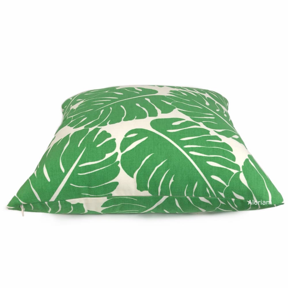 Martinique Green Modern Palm Leaf Print Pillow Cover - Aloriam