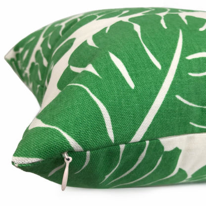 Martinique Green Modern Palm Leaf Print Pillow Cover - Aloriam