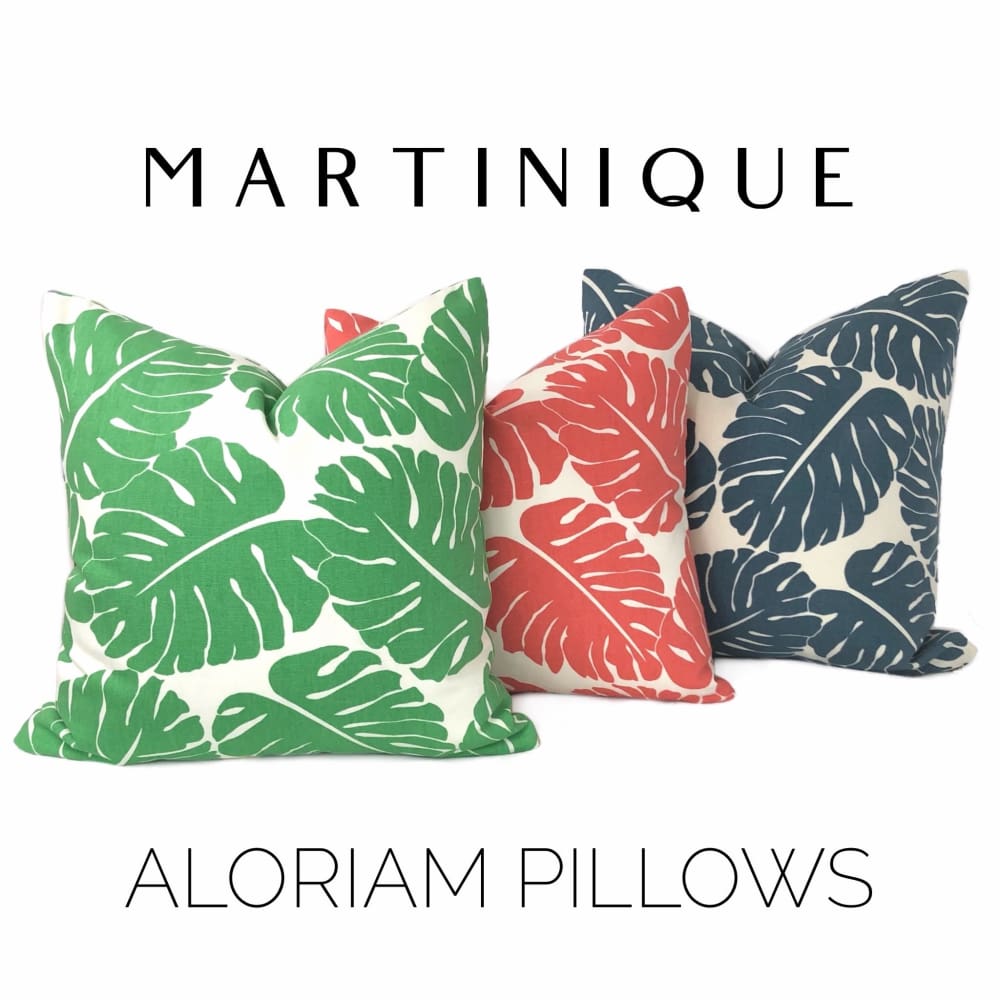 Martinique Green Modern Palm Leaf Print Pillow Cover - Aloriam