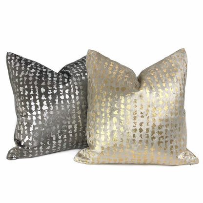 Matteo Champagne & Gold Metallic Leopard Spot Pillow Cover - Aloriam