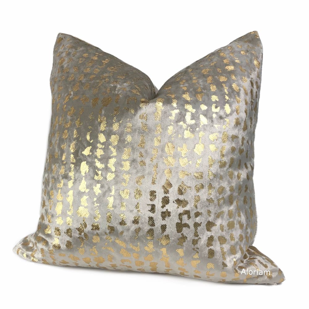 Matteo Champagne & Gold Metallic Leopard Spot Pillow Cover - Aloriam