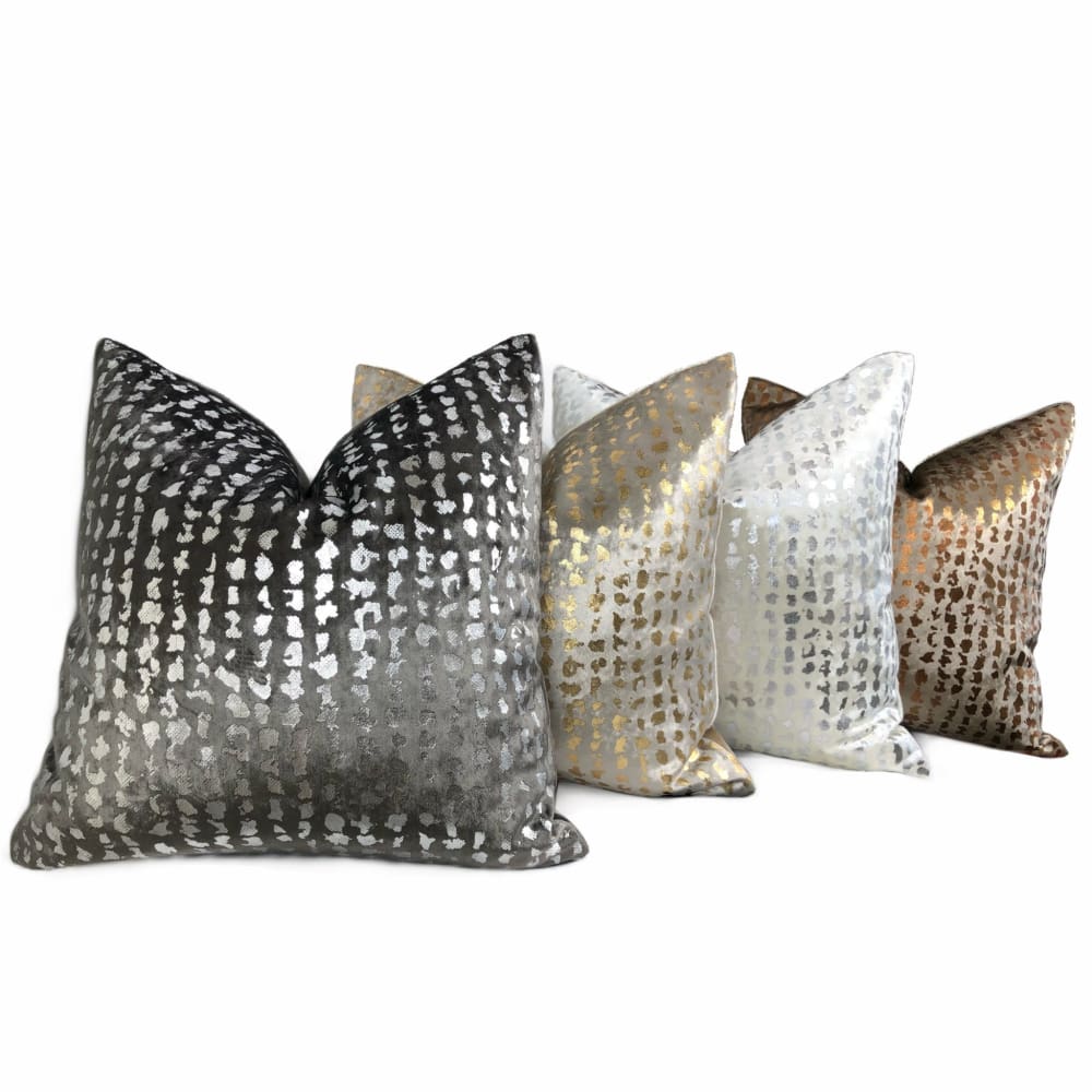 Matteo Champagne & Gold Metallic Leopard Spot Pillow Cover - Aloriam