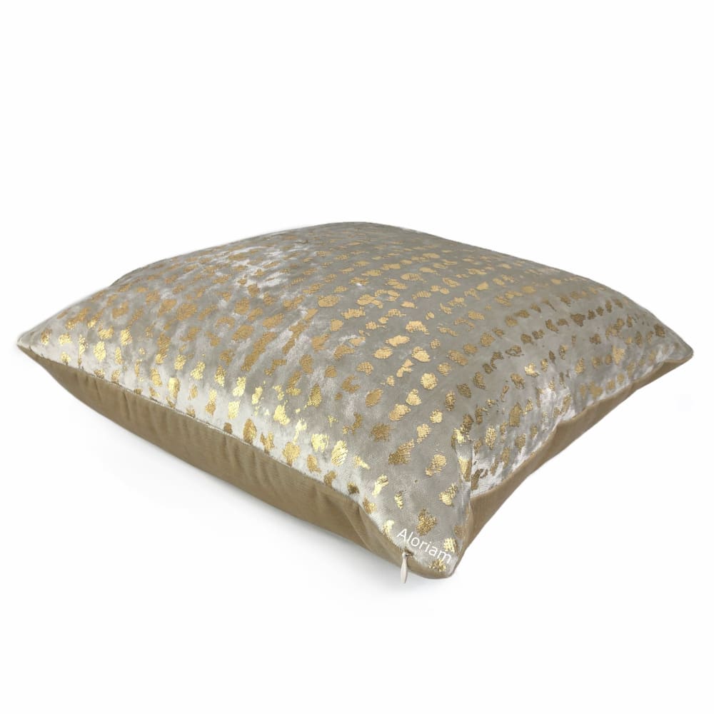 Matteo Champagne & Gold Metallic Leopard Spot Pillow Cover - Aloriam