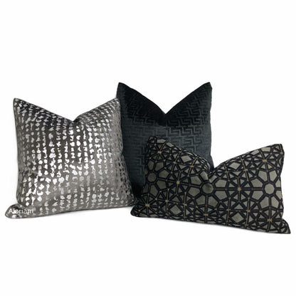 Matteo Graphite & Silver Metallic Leopard Spot Pillow Cover - Aloriam