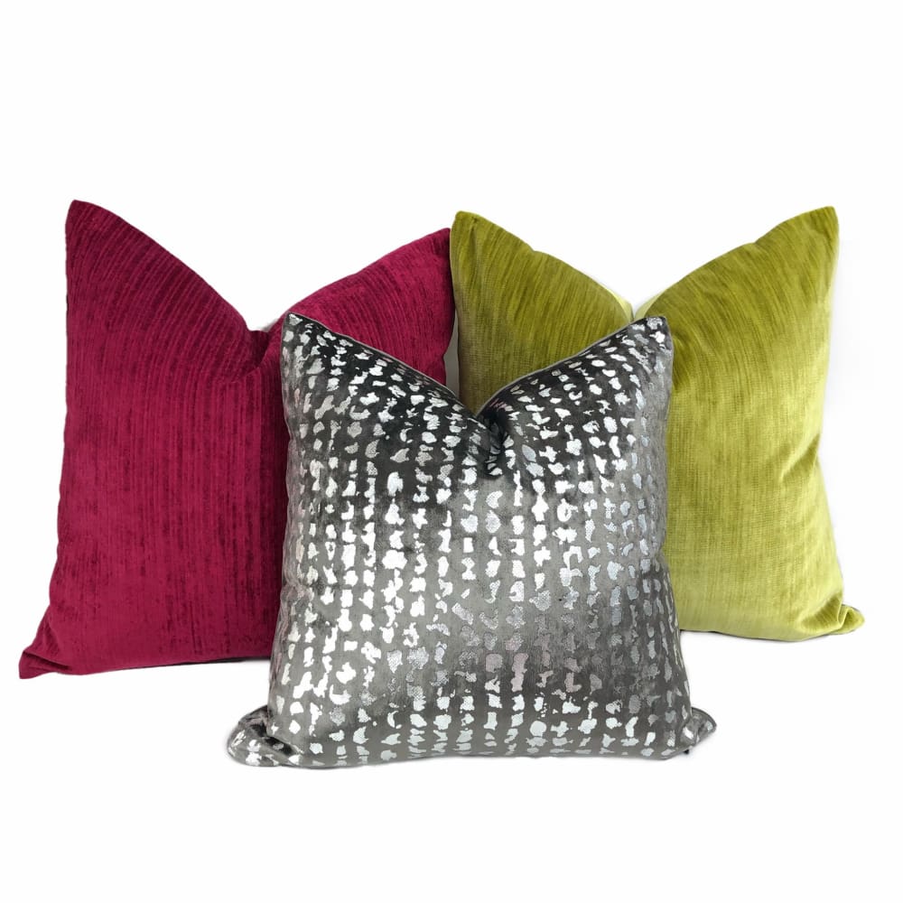 Matteo Graphite & Silver Metallic Leopard Spot Pillow Cover - Aloriam